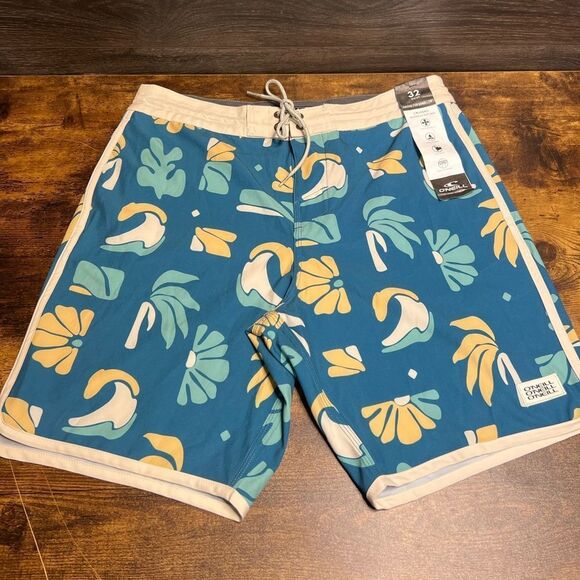 O'Neill  Mens 18”  Tropical Print Boardshorts, Quick Dry in Blue. 32” Waist. NWT - Picture 5 of 16